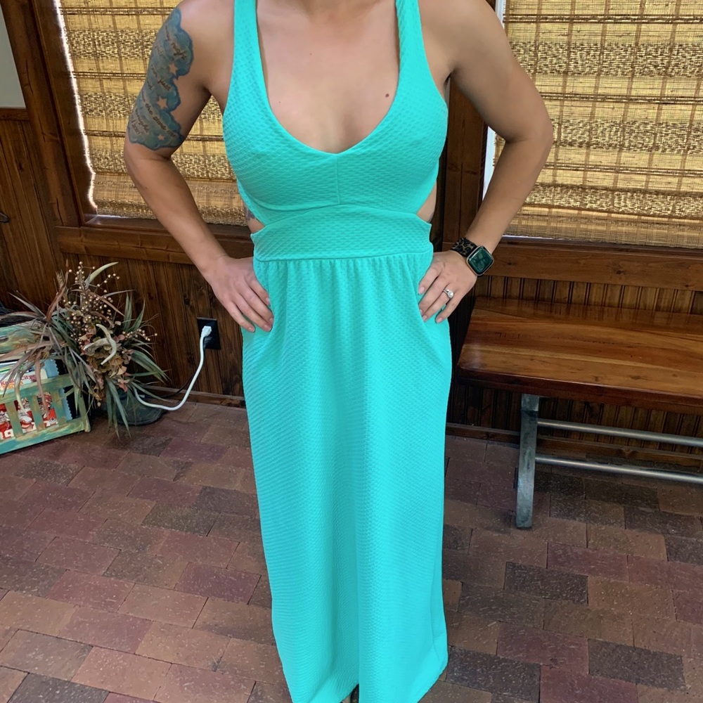 Turquoise cutout dress